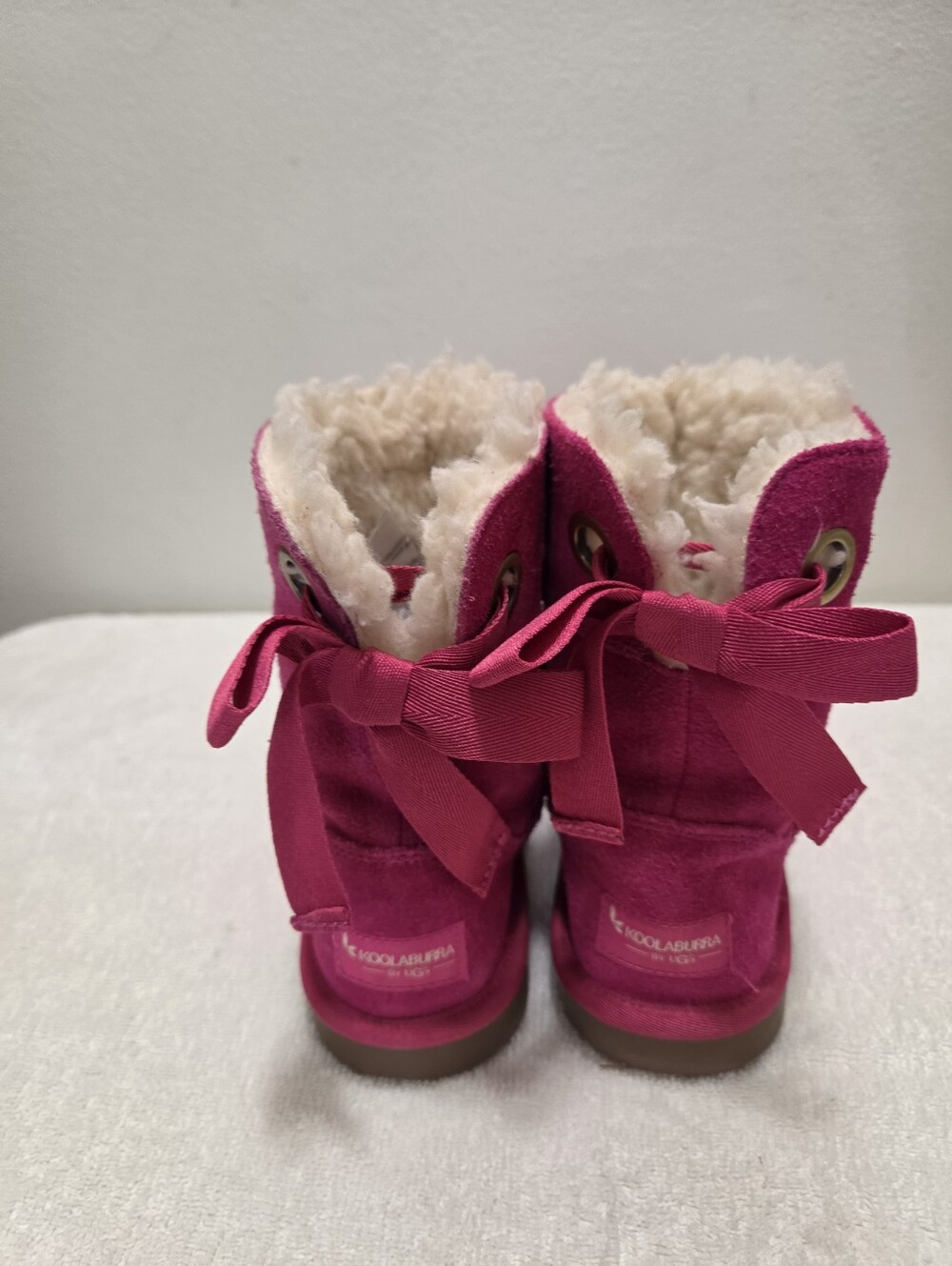 Koolarburra Ugg Girl's Short Bow Suede Fur Boots Pink Size 1